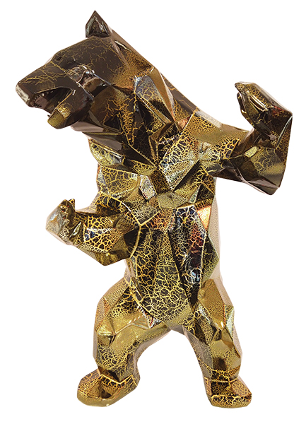 OURS DEBOUT - Resin Crackled Chrome - Gold