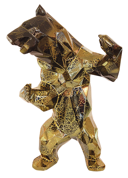 STANDING BEAR - Resin Crackled Chrome - Gold