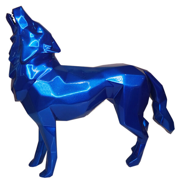 LOUP HURLANT - Résine Métallisée - Bleu Mick - Galeries Orlinski LOUP HURLANT - Résine Métallisée - Bleu Mick