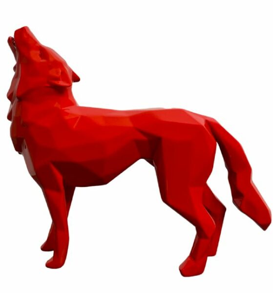 HOWLING WOLF - Glossy Resin - Orlinski red