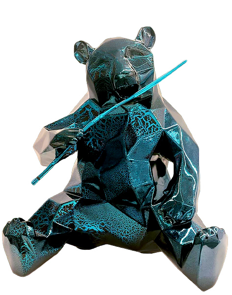 PANDA - Resin Crackled Chrome - Turquoise - Galeries Orlinski PANDA - Resin Crackled Chrome - Turquoise