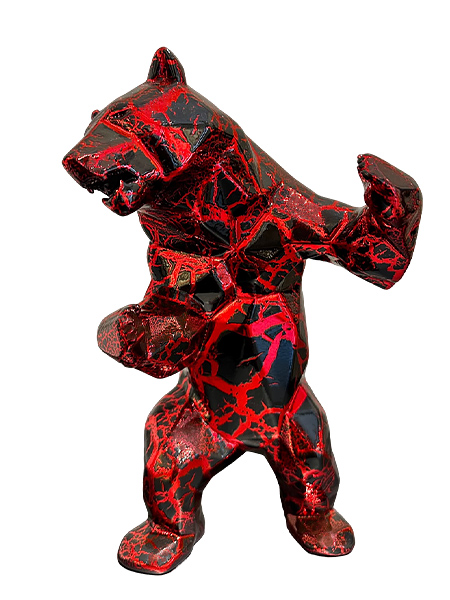 STANDING BEAR - Resin Crackled Chrome - Red