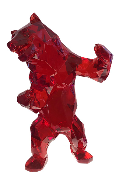 STANDING BEAR - Crystal Clear resin - Red