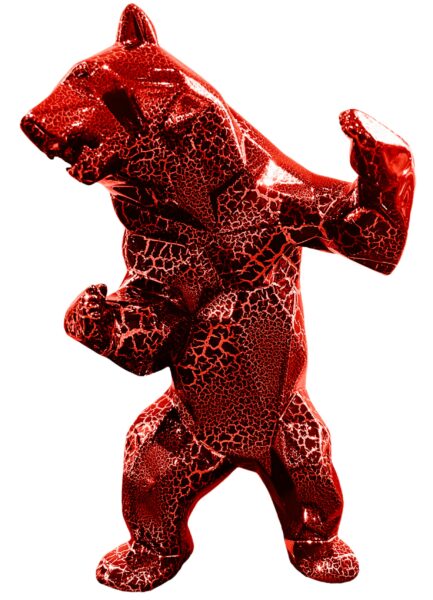 STANDING BEAR - Résine Crackled Chrome - Rouge