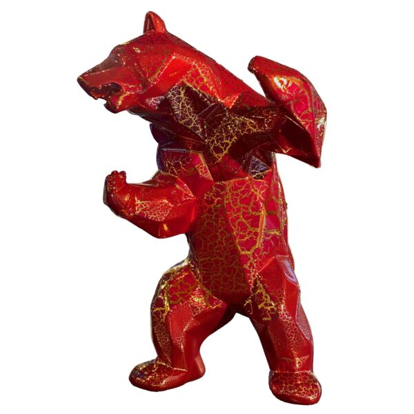 STANDING BEAR - Résine Crackled Chrome - Rouge