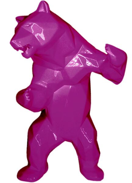STANDING BEAR - Résine Métallisée - Rose Magenta