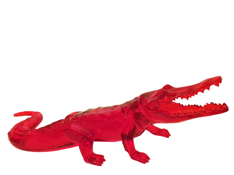 CROCODILE - Résine Cristal Clear - Rouge - Galeries Orlinski CROCODILE - Résine Cristal Clear - Rouge
