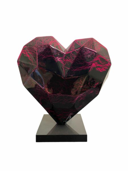 HEART - Résine Crackled Chrome - Rose - Galeries Orlinski HEART - Résine Crackled Chrome - Rose