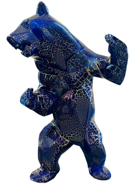 STANDING BEAR - Résine Crackled Chrome - Bleu