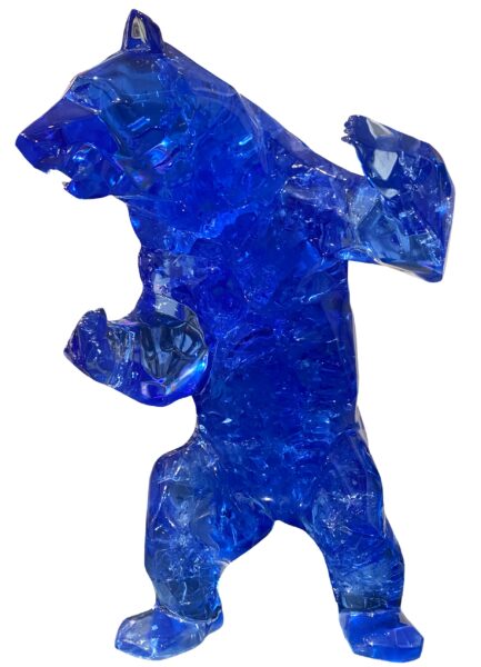 STANDING BEAR - Résine Cristal Full Fractale - Bleu