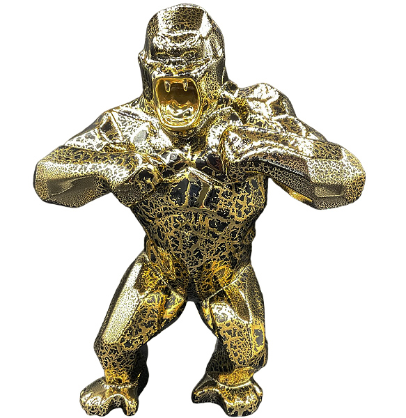 WILD KONG - Resin Crackled Chrome - Gold - Galeries Orlinski WILD KONG - Resin Crackled Chrome - Gold