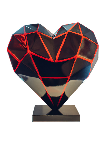 HEART - Glossy Resin - Deeply Black & Red