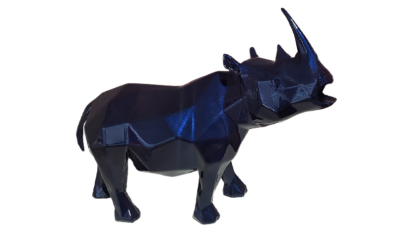 RHINOCEROS - Metallic resin - Mauritius blue