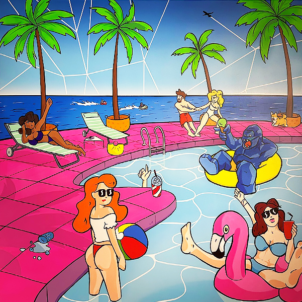 POOL PARTY KONG - Huile sur toile