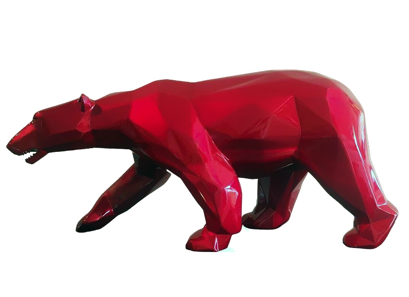 WALKING BEAR - Metallic resin - Flame red