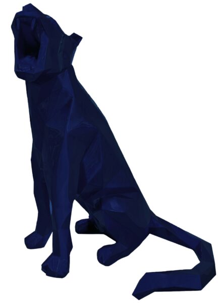 SEATED PANTHER - Résine Métallisée - Bleu Mauritius